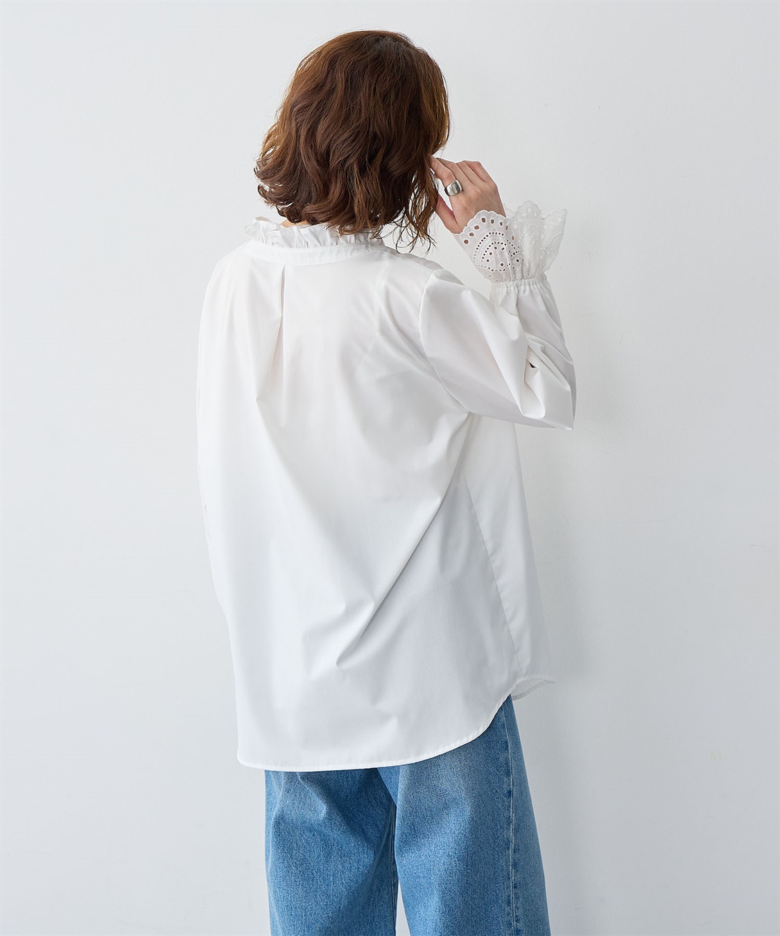 Life Style by cross marche 【anyfee/大きいサイズ】袖口レースフリル襟シャツ/ブラウス_sub_9