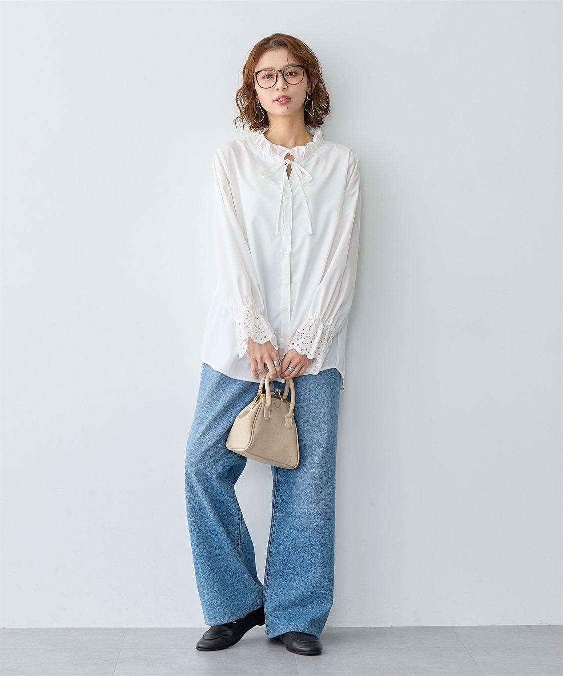 Life Style by cross marche 【anyfee/大きいサイズ】袖口レースフリル襟シャツ/ブラウス_sub_10