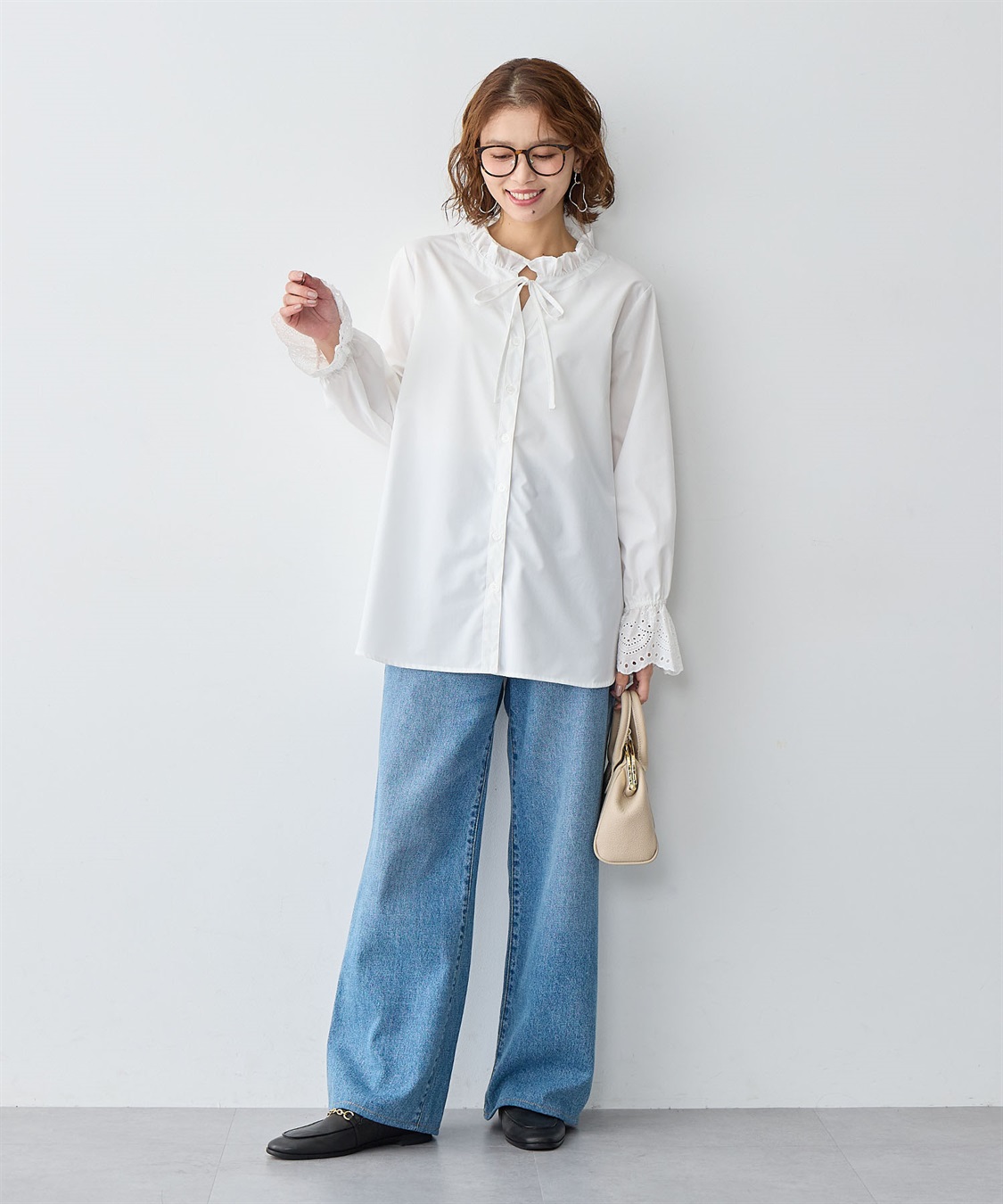 Life Style by cross marche 【anyfee/大きいサイズ】袖口レースフリル襟シャツ/ブラウス_sub_11