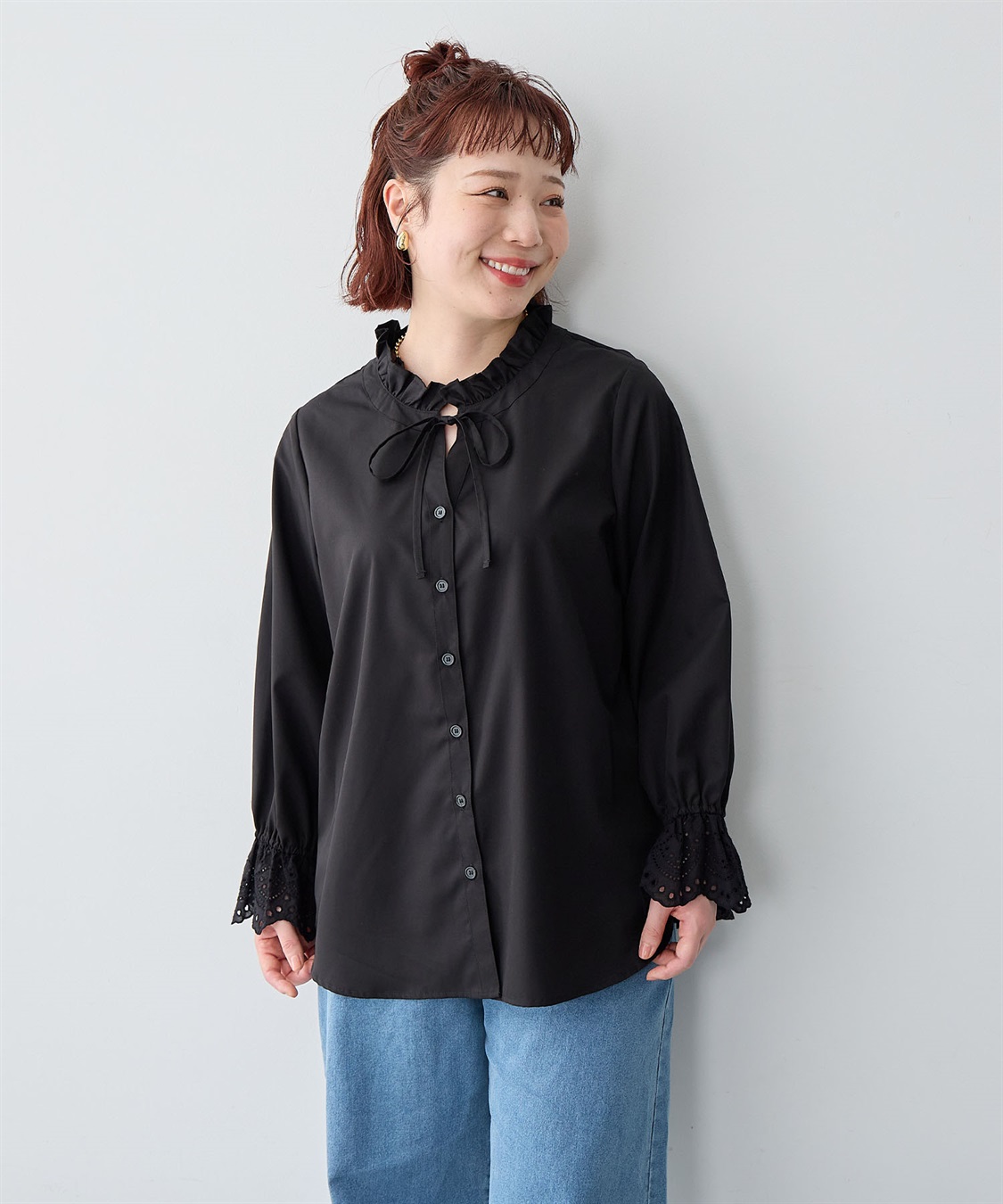 Life Style by cross marche 【anyfee/大きいサイズ】袖口レースフリル襟シャツ/ブラウス_sub_13