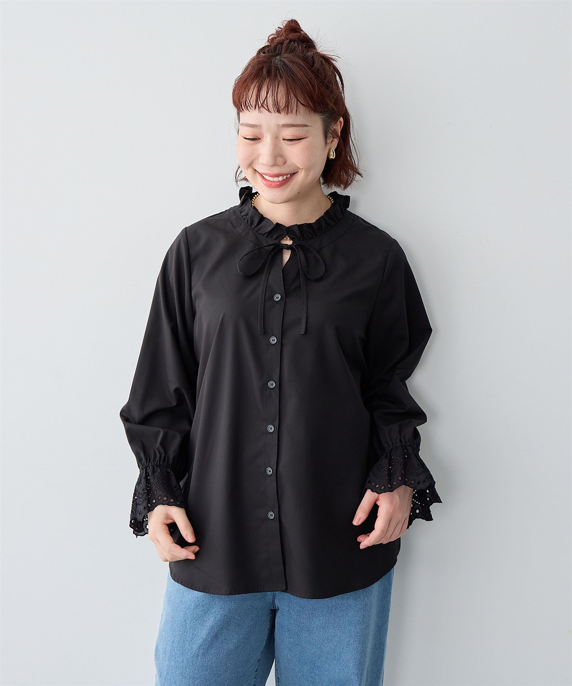 Life Style by cross marche 【anyfee/大きいサイズ】袖口レースフリル襟シャツ/ブラウス_sub_15