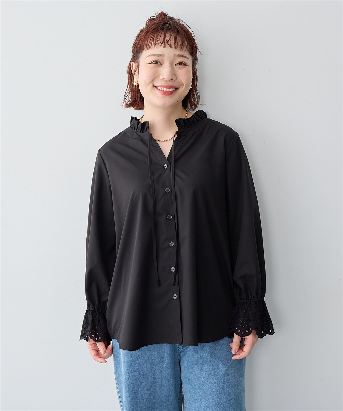 Life Style by cross marche 【anyfee/大きいサイズ】袖口レースフリル襟シャツ/ブラウス_sub_17