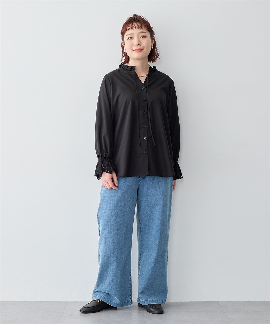 Life Style by cross marche 【anyfee/大きいサイズ】袖口レースフリル襟シャツ/ブラウス_sub_18