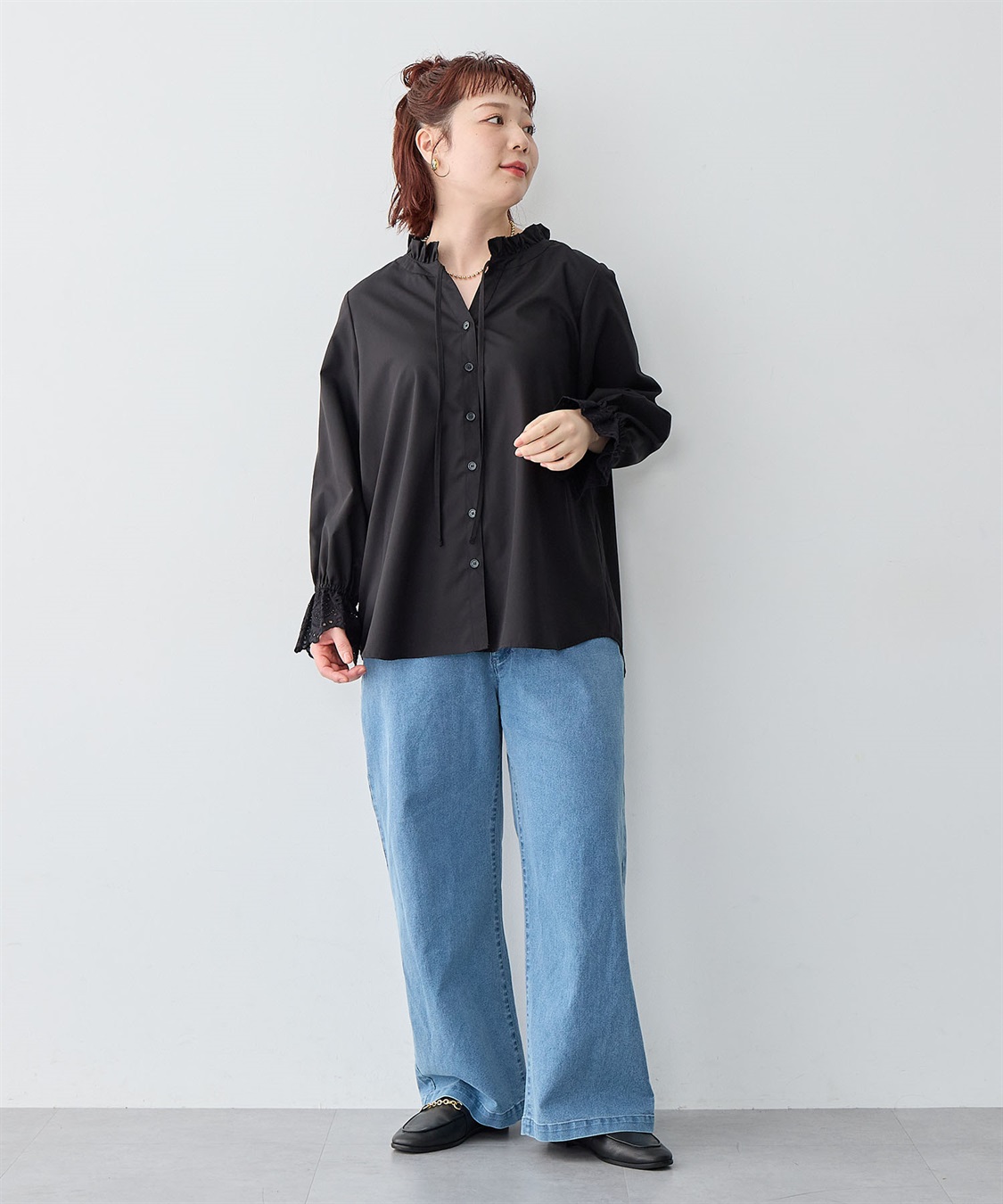 Life Style by cross marche 【anyfee/大きいサイズ】袖口レースフリル襟シャツ/ブラウス_sub_19