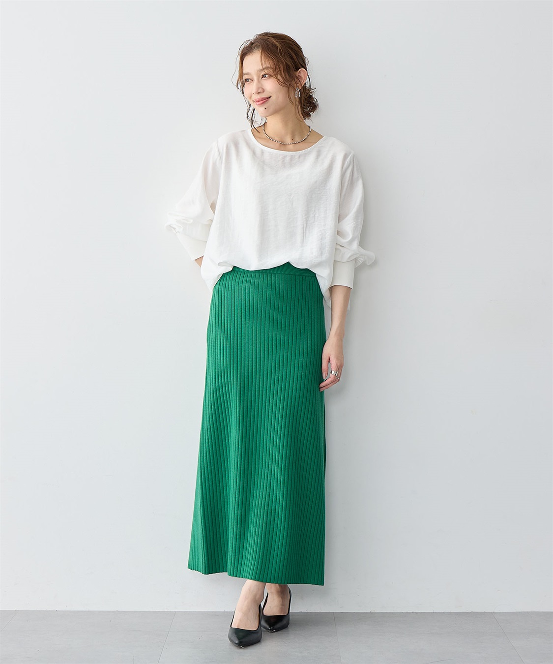 Life Style by cross marche 【anyfee/大きいサイズ】裾ラウンド袖リブルーズフィットTブラウス_sub_13