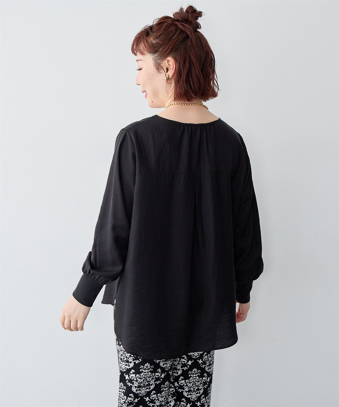 Life Style by cross marche 【anyfee/大きいサイズ】裾ラウンド袖リブルーズフィットTブラウス_sub_19