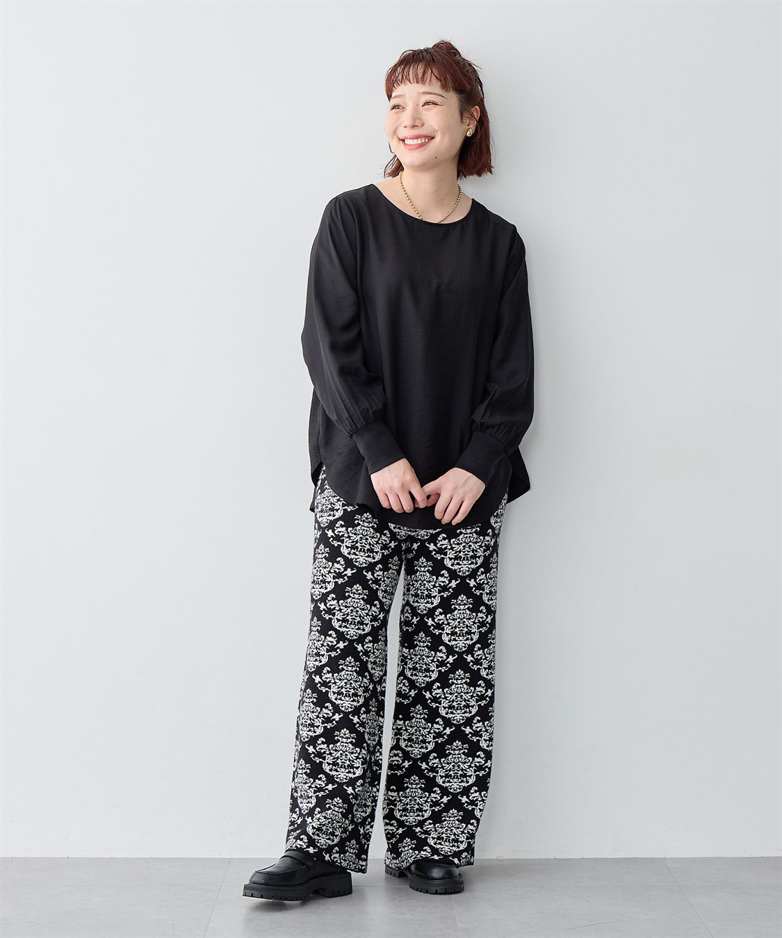 Life Style by cross marche 【anyfee/大きいサイズ】裾ラウンド袖リブルーズフィットTブラウス_sub_23