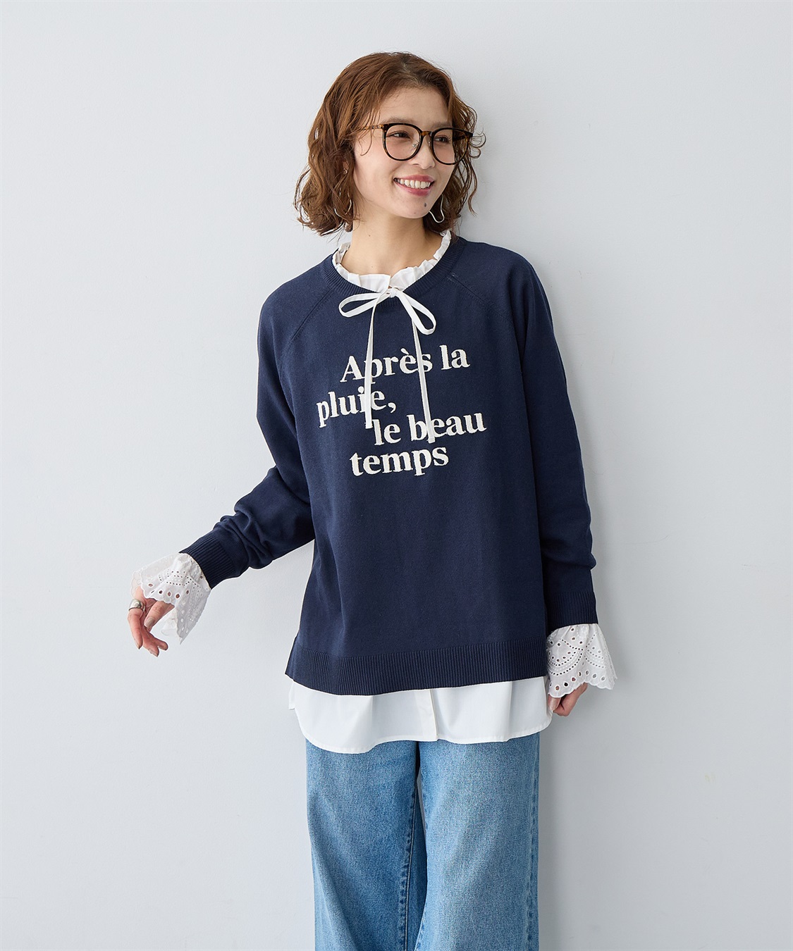 anyfee 【anyfee/大きいサイズ】ロゴ刺繍ニットロンT_sub_1