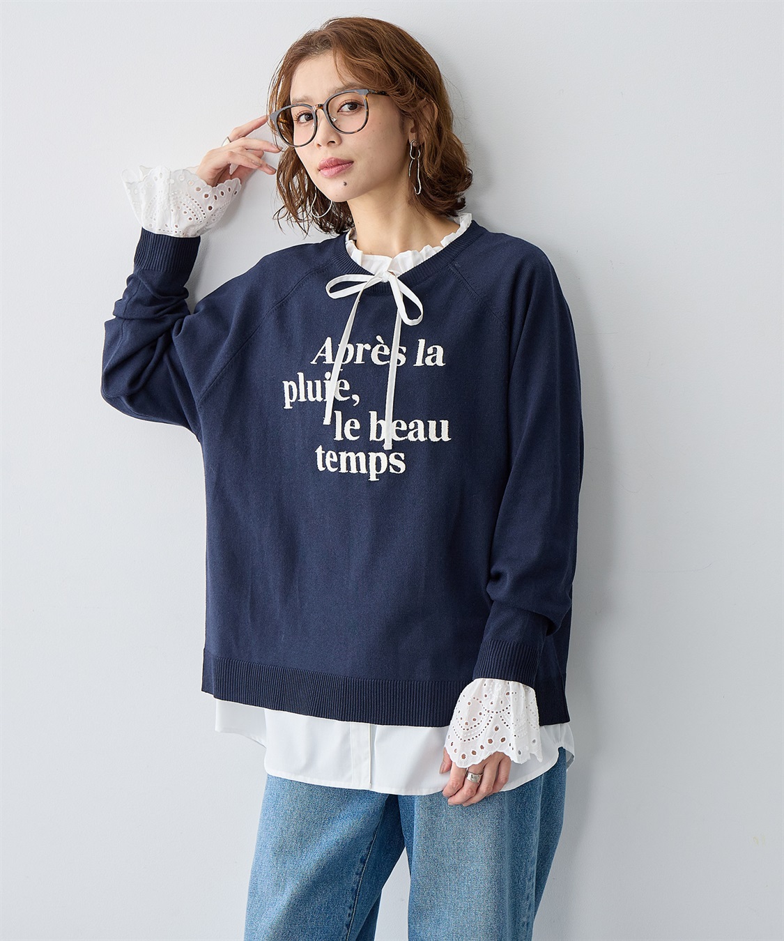 anyfee 【anyfee/大きいサイズ】ロゴ刺繍ニットロンT_sub_2