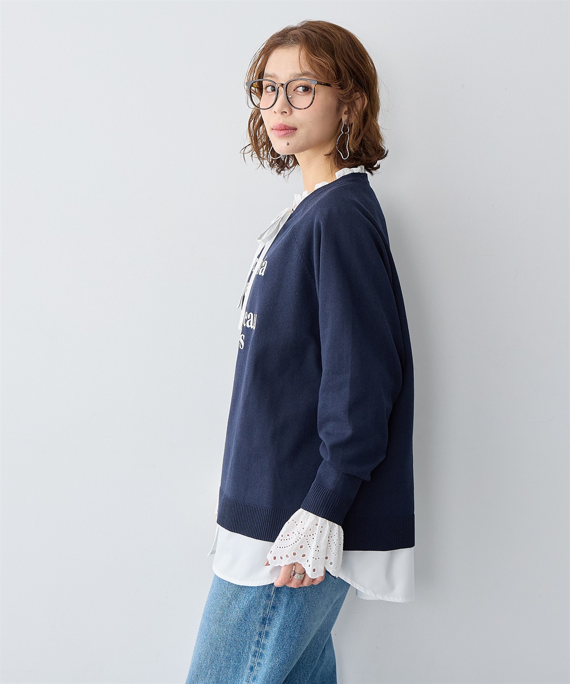 anyfee 【anyfee/大きいサイズ】ロゴ刺繍ニットロンT_sub_3