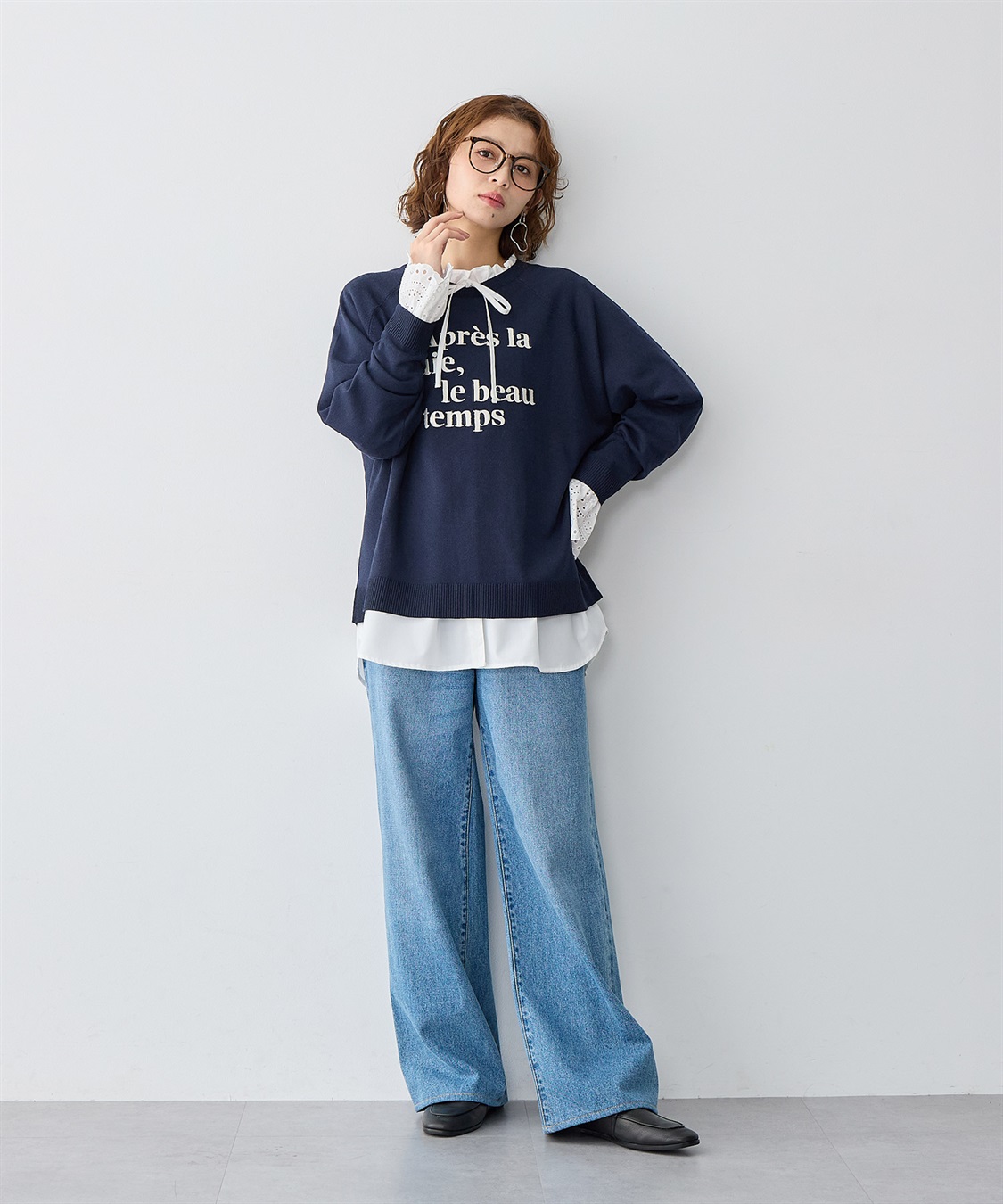 anyfee 【anyfee/大きいサイズ】ロゴ刺繍ニットロンT_sub_8