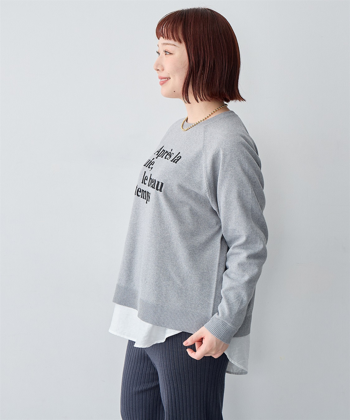 anyfee 【anyfee/大きいサイズ】ロゴ刺繍ニットロンT_sub_11