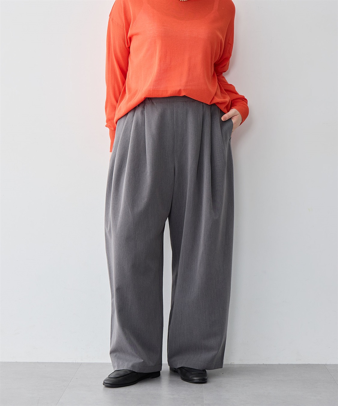 anyfee 【anyfee/大きいサイズ】ウエストゴム多タックワイドパンツ《低身長サイズ有》_sub_15