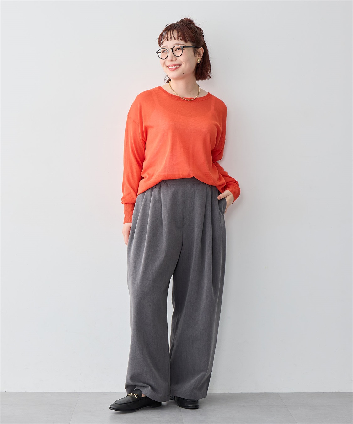 anyfee 【anyfee/大きいサイズ】ウエストゴム多タックワイドパンツ《低身長サイズ有》_sub_17