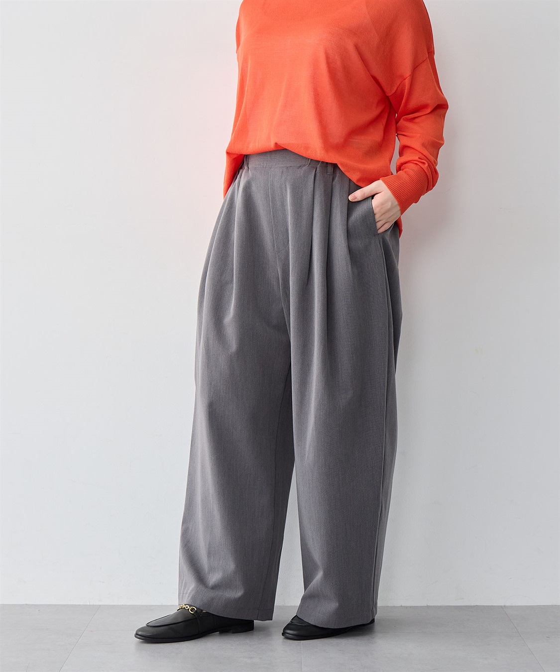 anyfee 【anyfee/大きいサイズ】ウエストゴム多タックワイドパンツ《低身長サイズ有》_sub_20