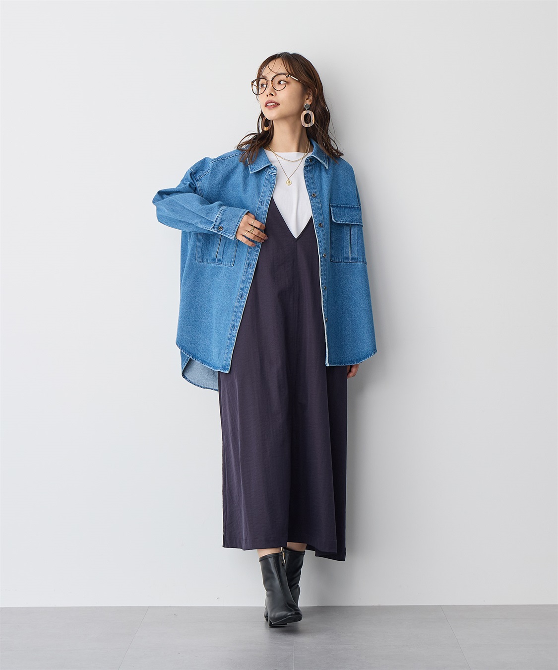 anyfee 【anyfee/プラスサイズ】Aライン撥水ジャンスカ_sub_2