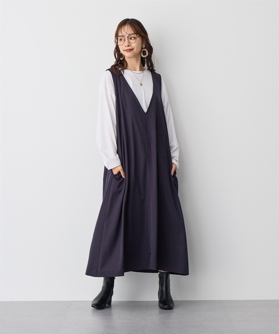 anyfee 【anyfee/プラスサイズ】Aライン撥水ジャンスカ_sub_5