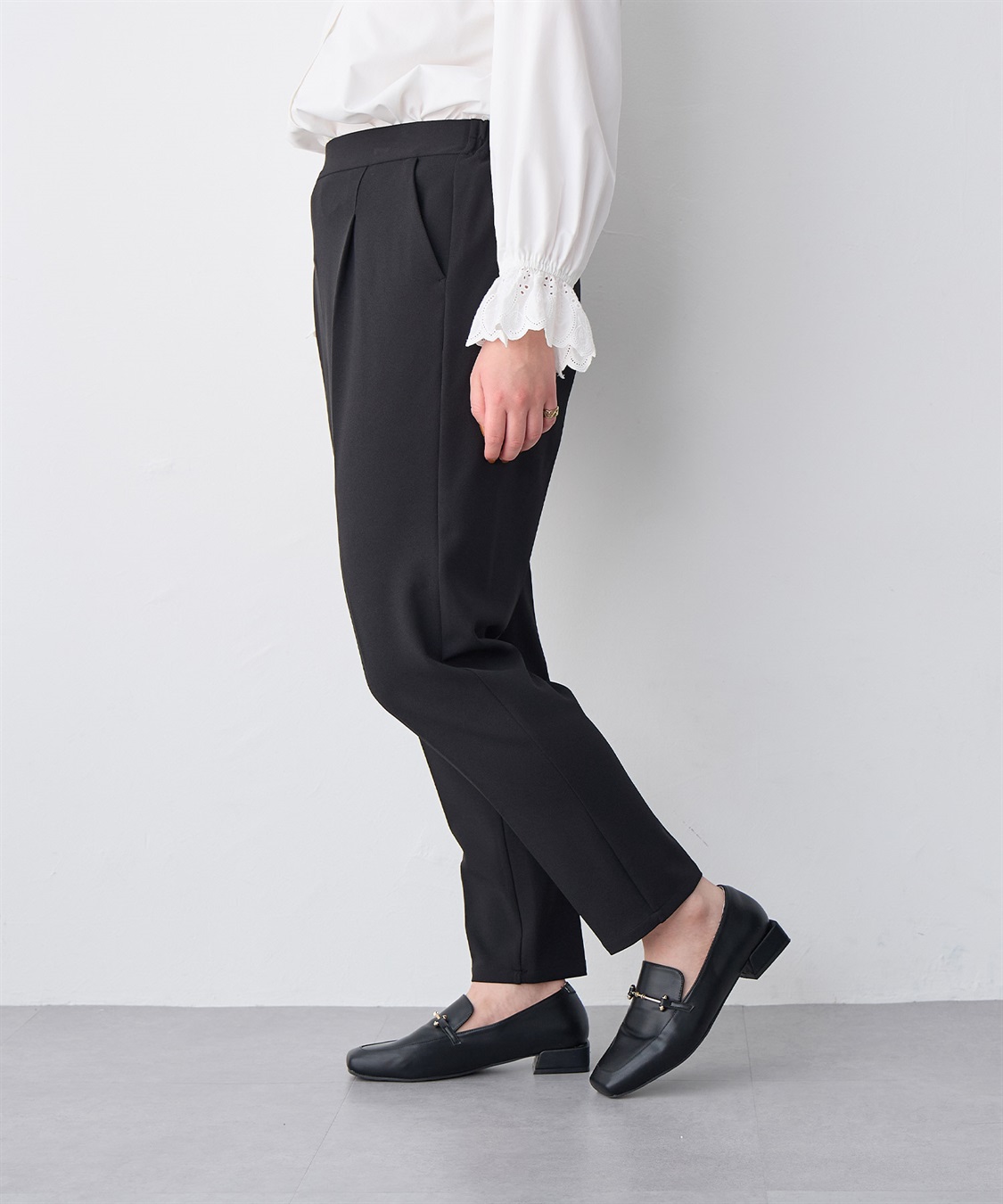 Life Style by cross marche 【anyfee/プラスサイズ】ニットジョーゼットテーパードパンツ_sub_6