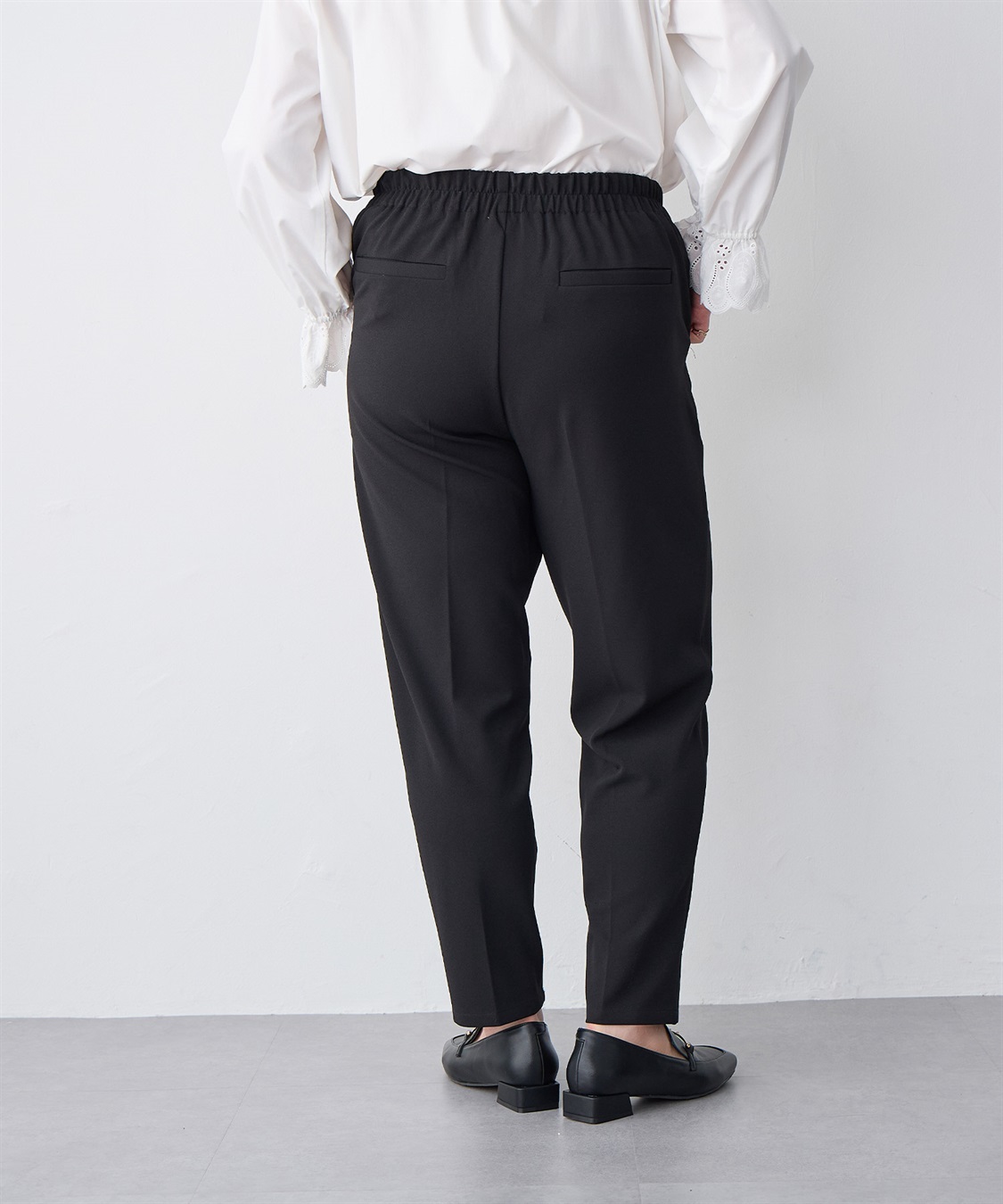 Life Style by cross marche 【anyfee/プラスサイズ】ニットジョーゼットテーパードパンツ_sub_7