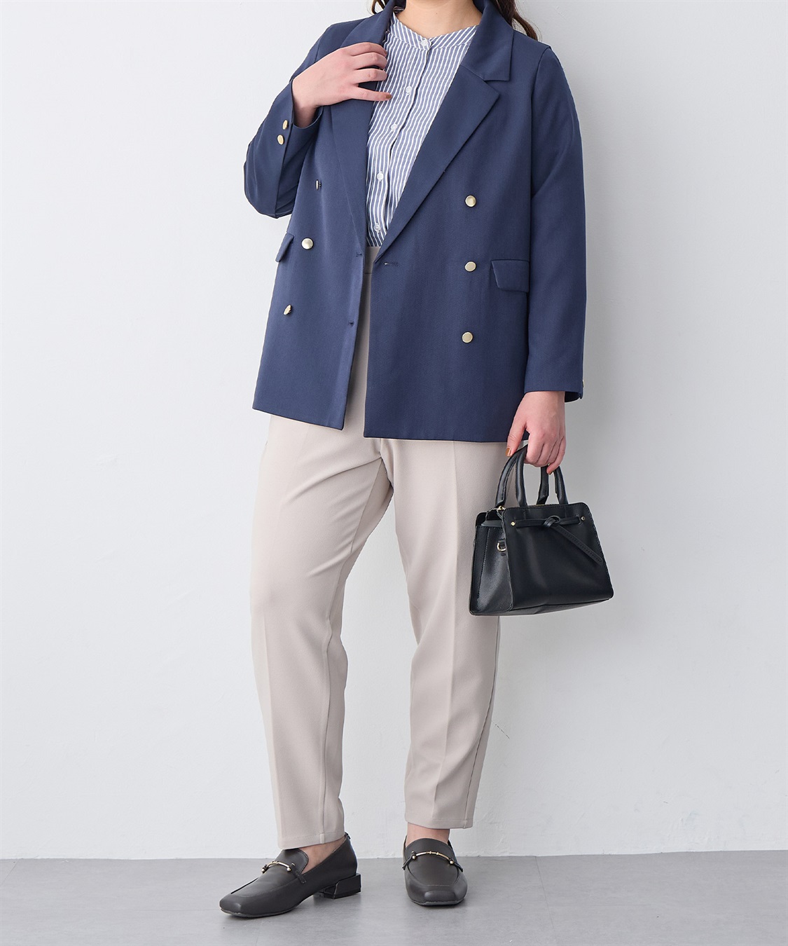 Life Style by cross marche 【anyfee/プラスサイズ】ニットジョーゼットテーパードパンツ_sub_9