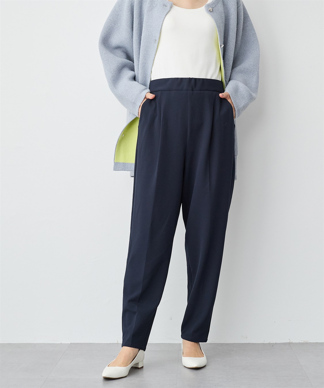 Life Style by cross marche 【anyfee/プラスサイズ】ニットジョーゼットテーパードパンツ_sub_14