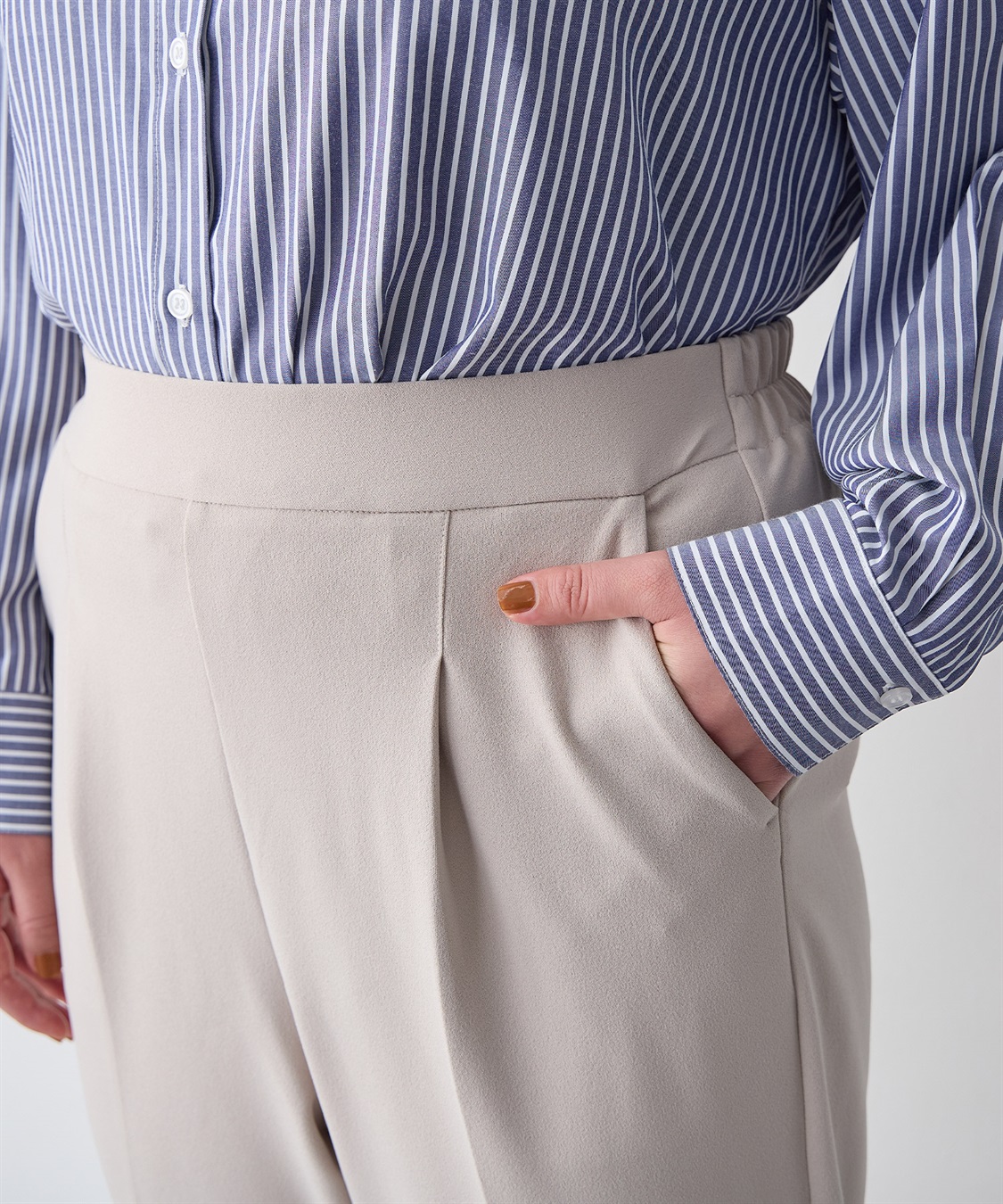 Life Style by cross marche 【anyfee/プラスサイズ】ニットジョーゼットテーパードパンツ_sub_15