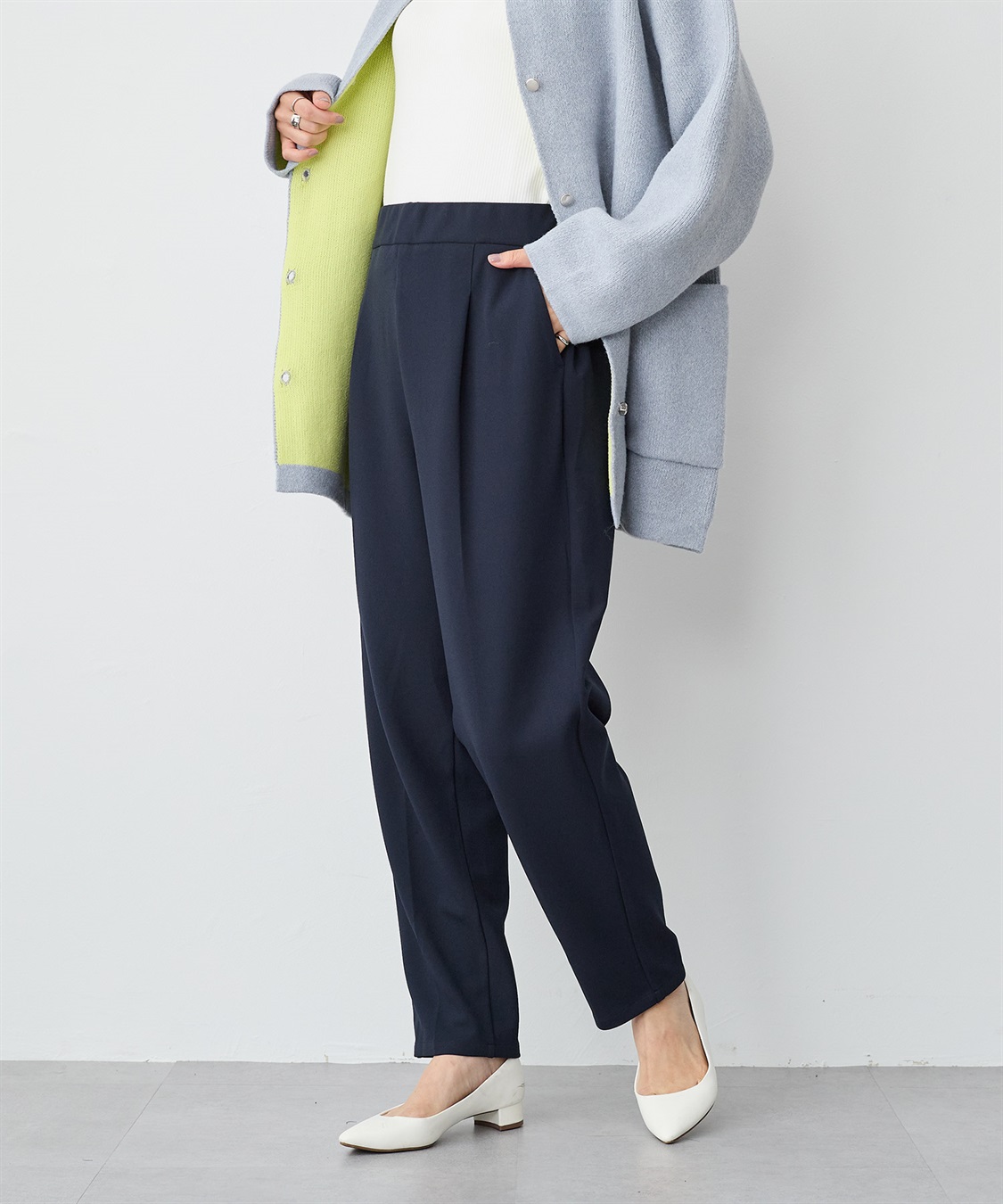 Life Style by cross marche 【anyfee/プラスサイズ】ニットジョーゼットテーパードパンツ_sub_17