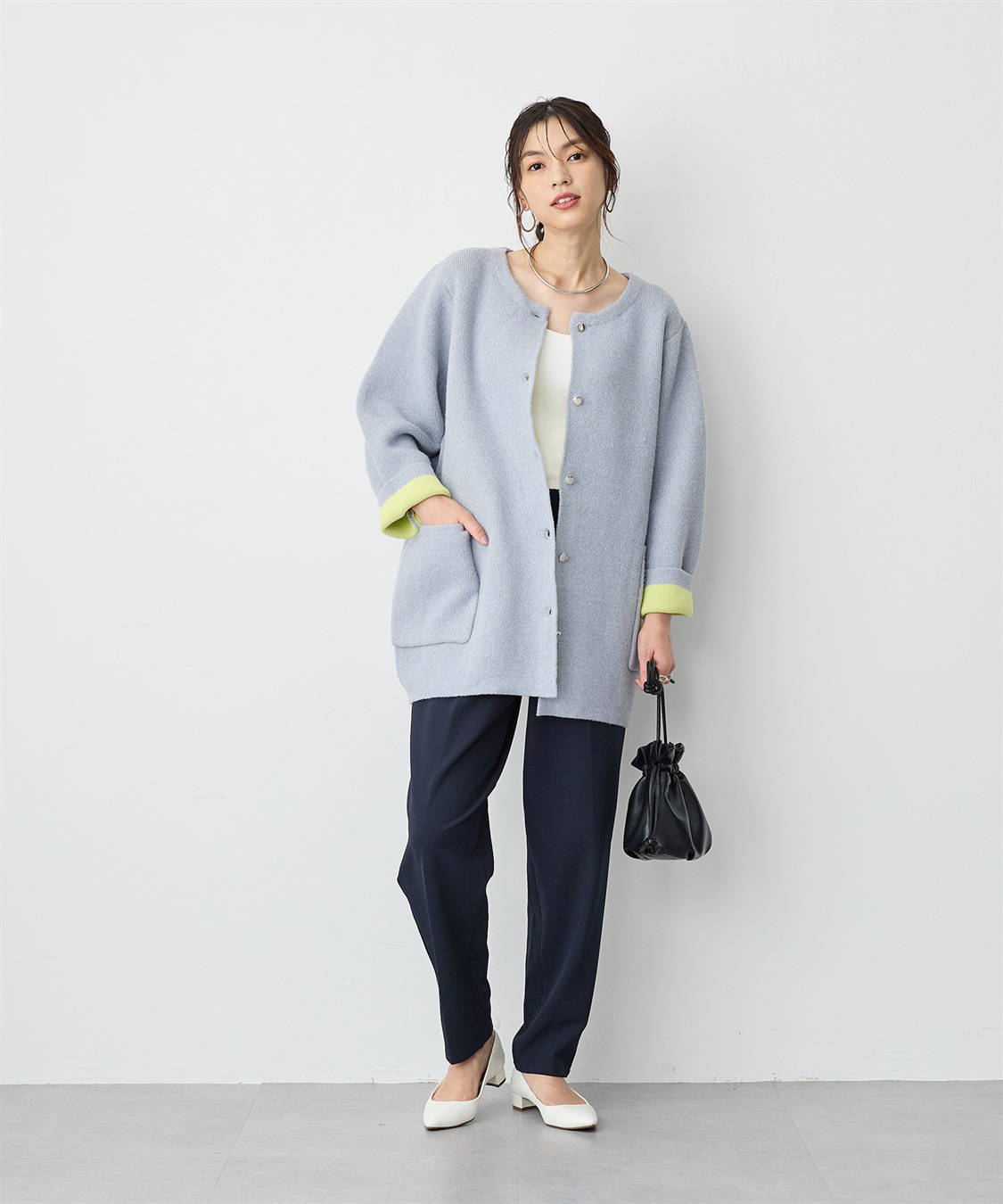 Life Style by cross marche 【anyfee/プラスサイズ】ニットジョーゼットテーパードパンツ_sub_18