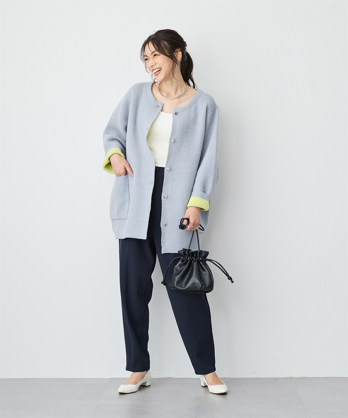 Life Style by cross marche 【anyfee/プラスサイズ】ニットジョーゼットテーパードパンツ_sub_19