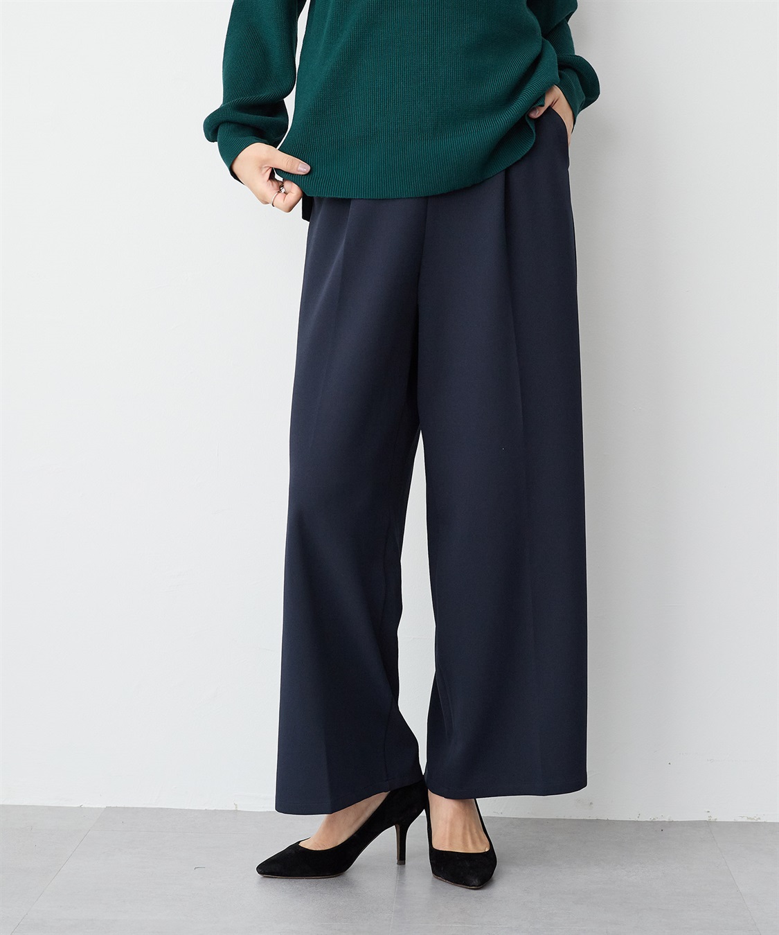 anyfee 【anyfee/プラスサイズ】ニットジョーゼットワイドパンツ_sub_12