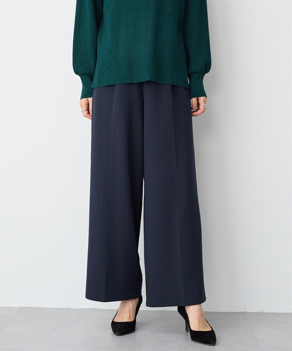 anyfee 【anyfee/プラスサイズ】ニットジョーゼットワイドパンツ_sub_13