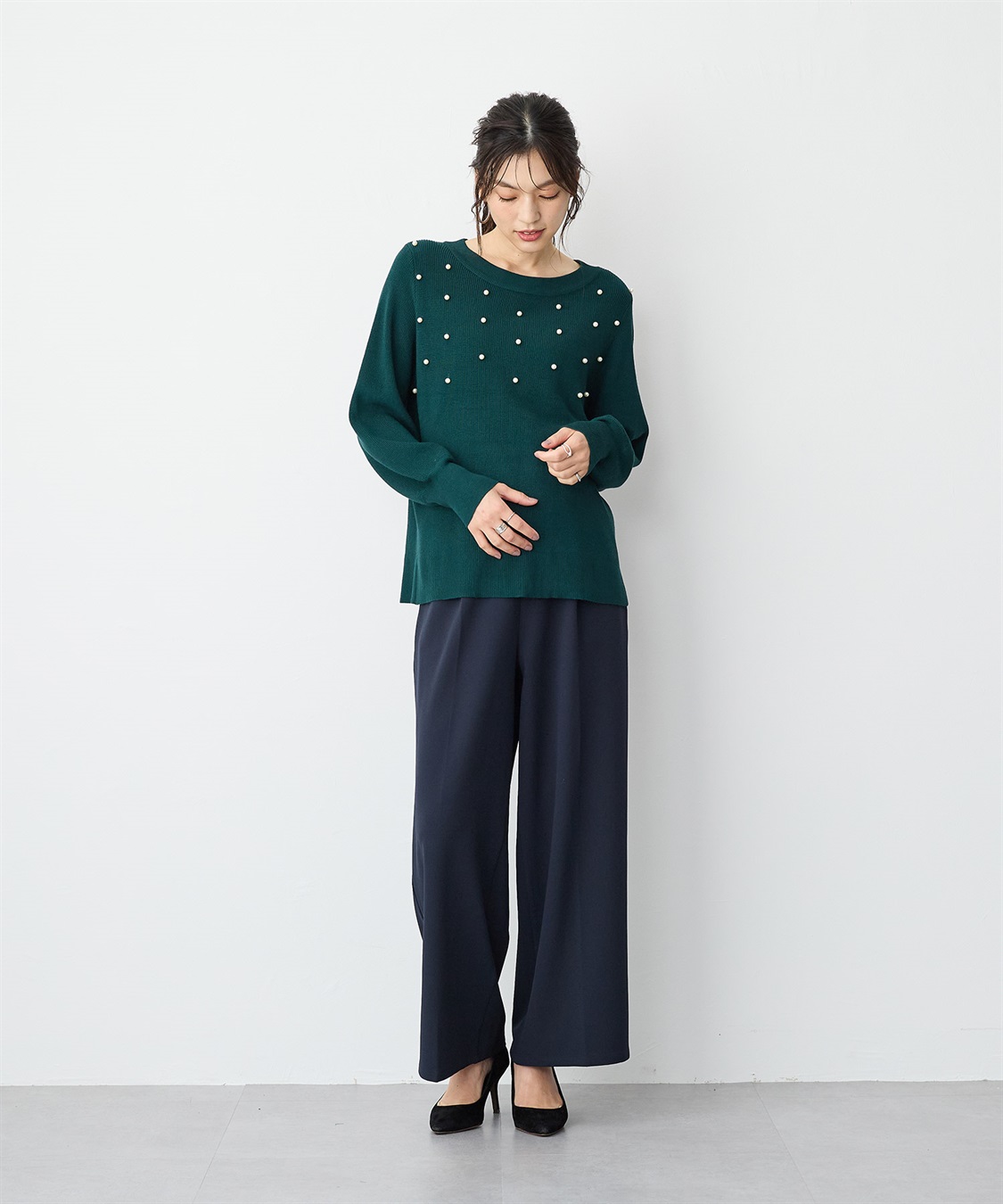 anyfee 【anyfee/プラスサイズ】ニットジョーゼットワイドパンツ_sub_14