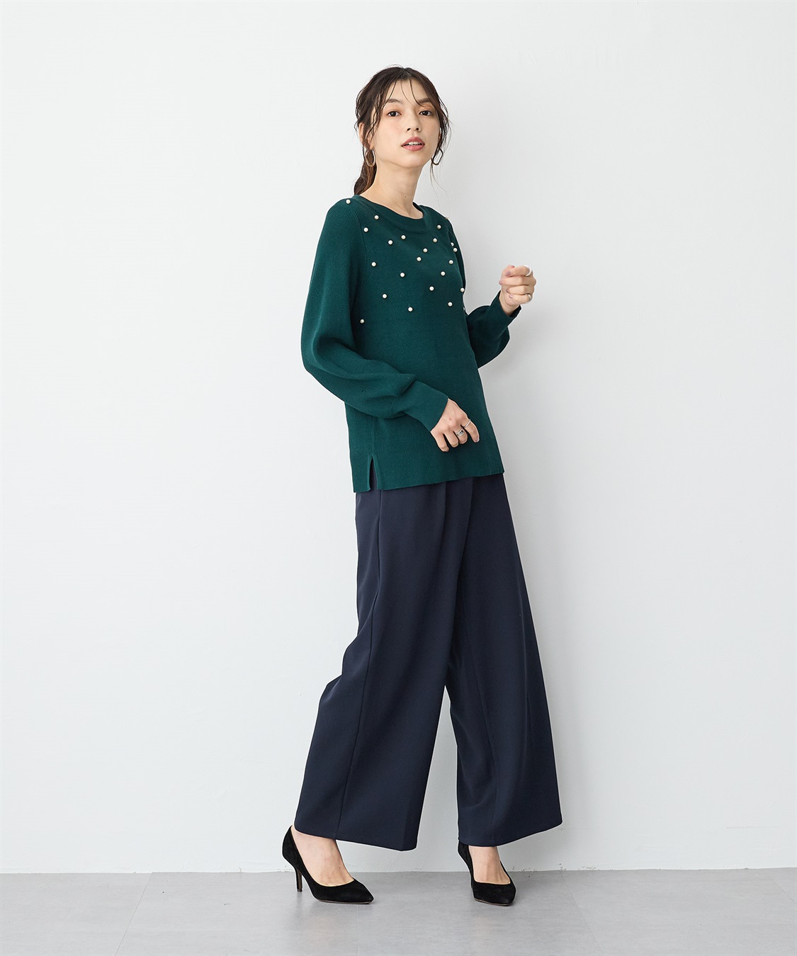 anyfee 【anyfee/プラスサイズ】ニットジョーゼットワイドパンツ_sub_15