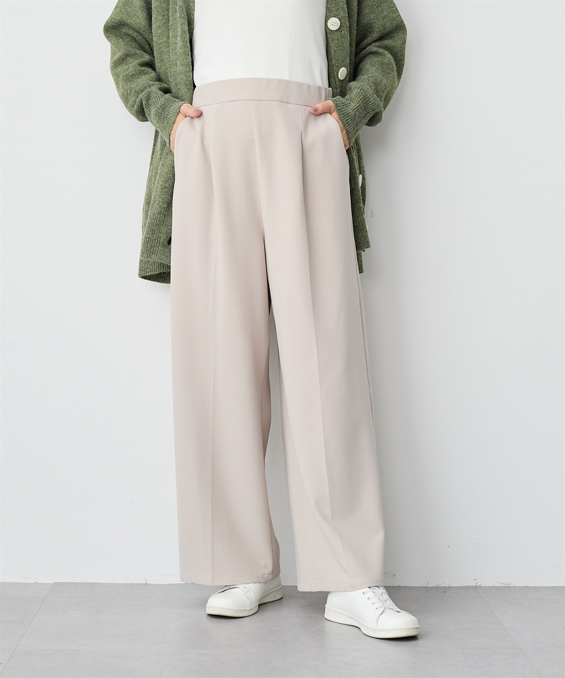 anyfee 【anyfee/プラスサイズ】ニットジョーゼットワイドパンツ_sub_16