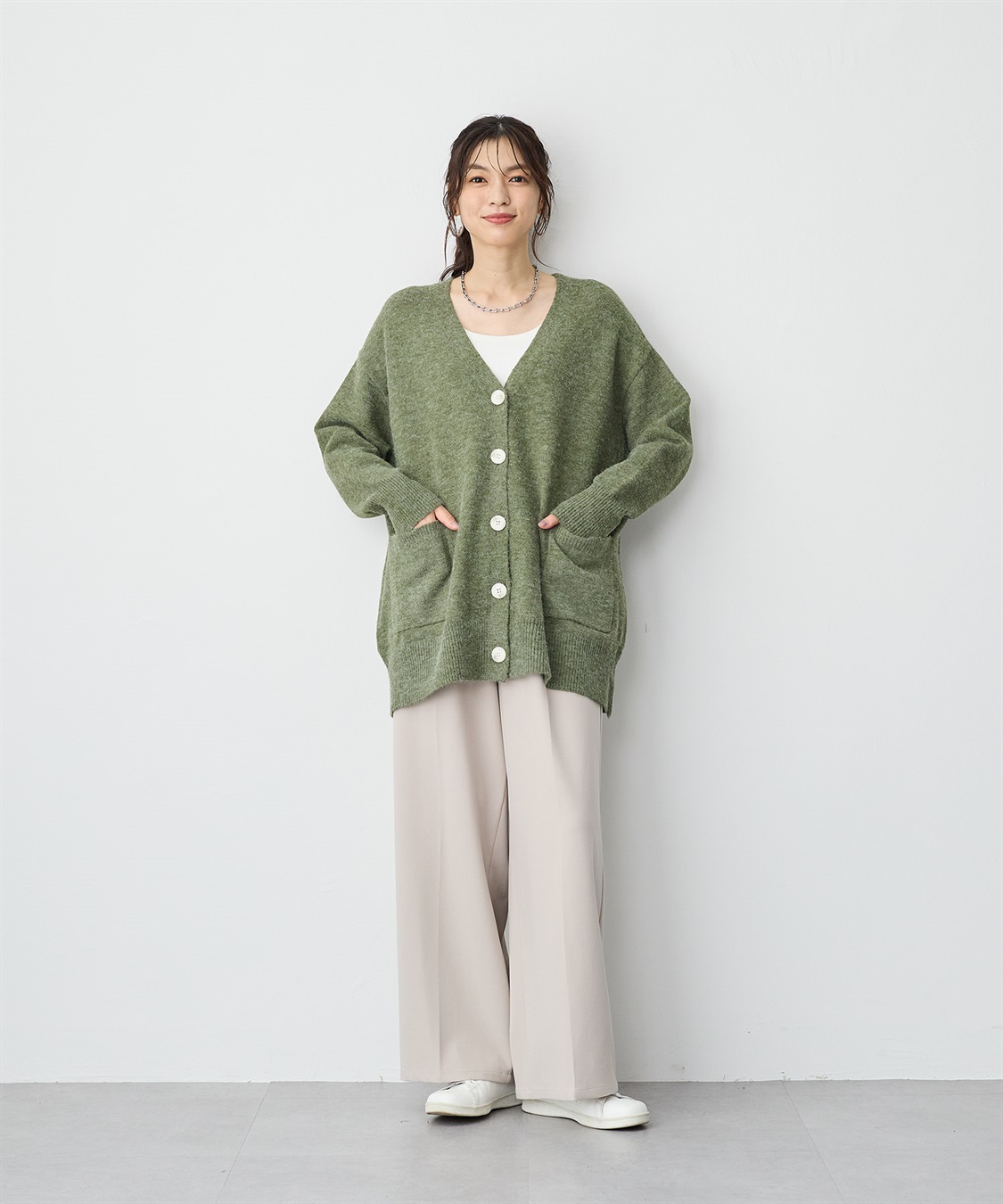 anyfee 【anyfee/プラスサイズ】ニットジョーゼットワイドパンツ_sub_17