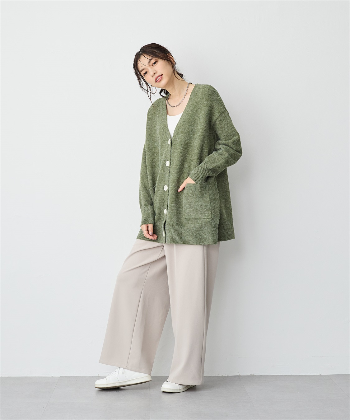 anyfee 【anyfee/プラスサイズ】ニットジョーゼットワイドパンツ_sub_18