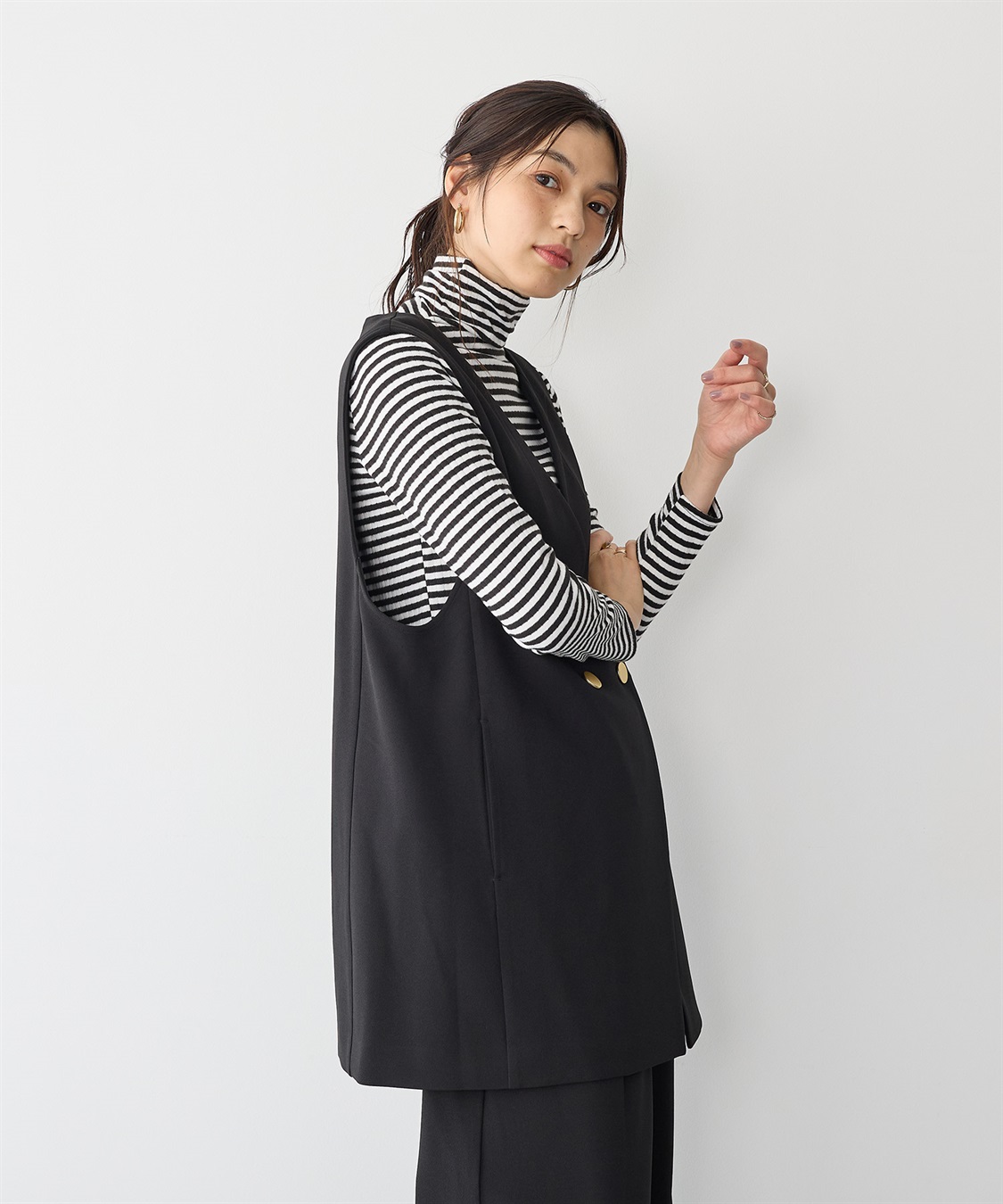 Life Style by cross marche 【anyfee/プラスサイズ】ニットジョーゼットジレ_sub_3