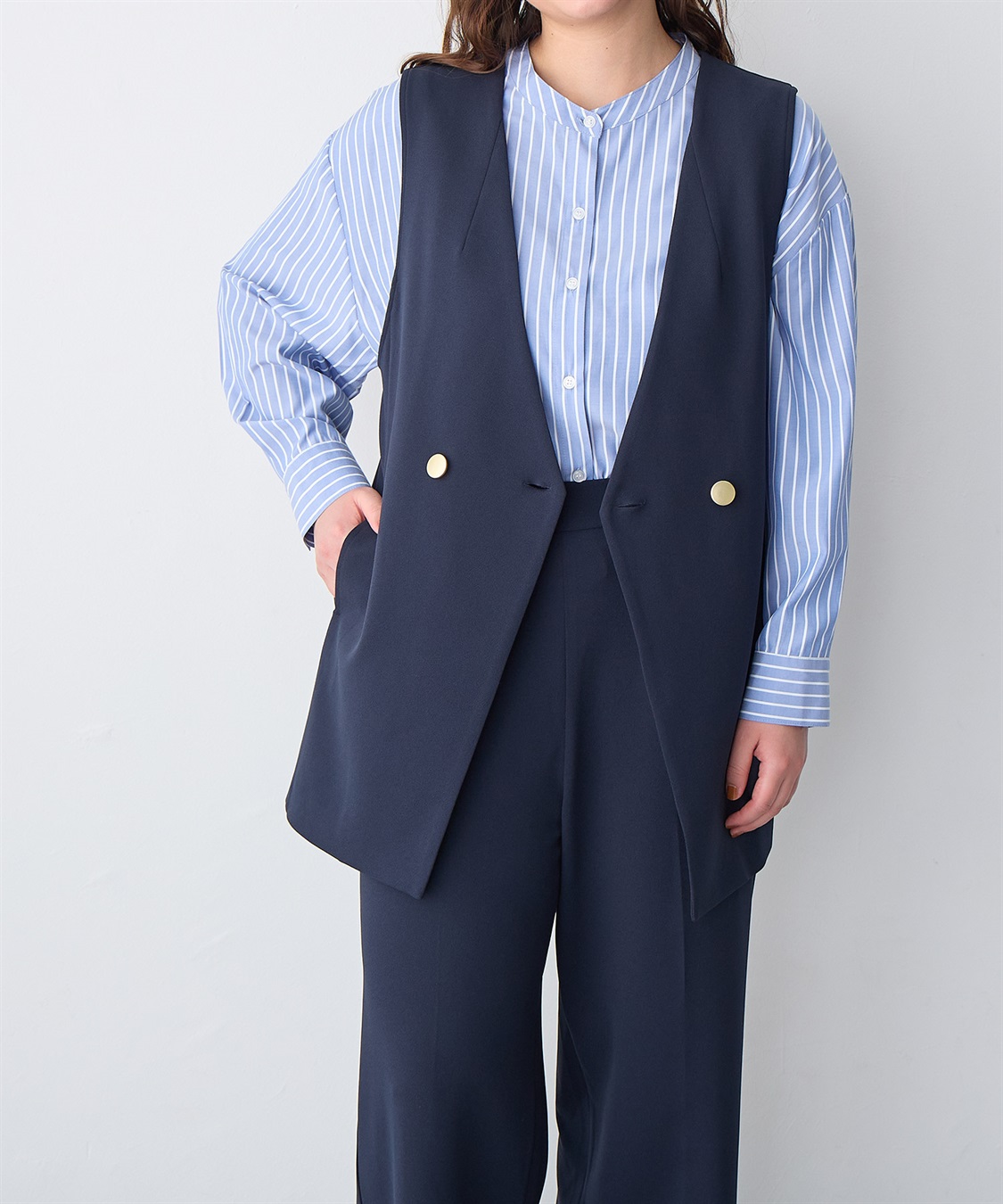 Life Style by cross marche 【anyfee/プラスサイズ】ニットジョーゼットジレ_sub_13