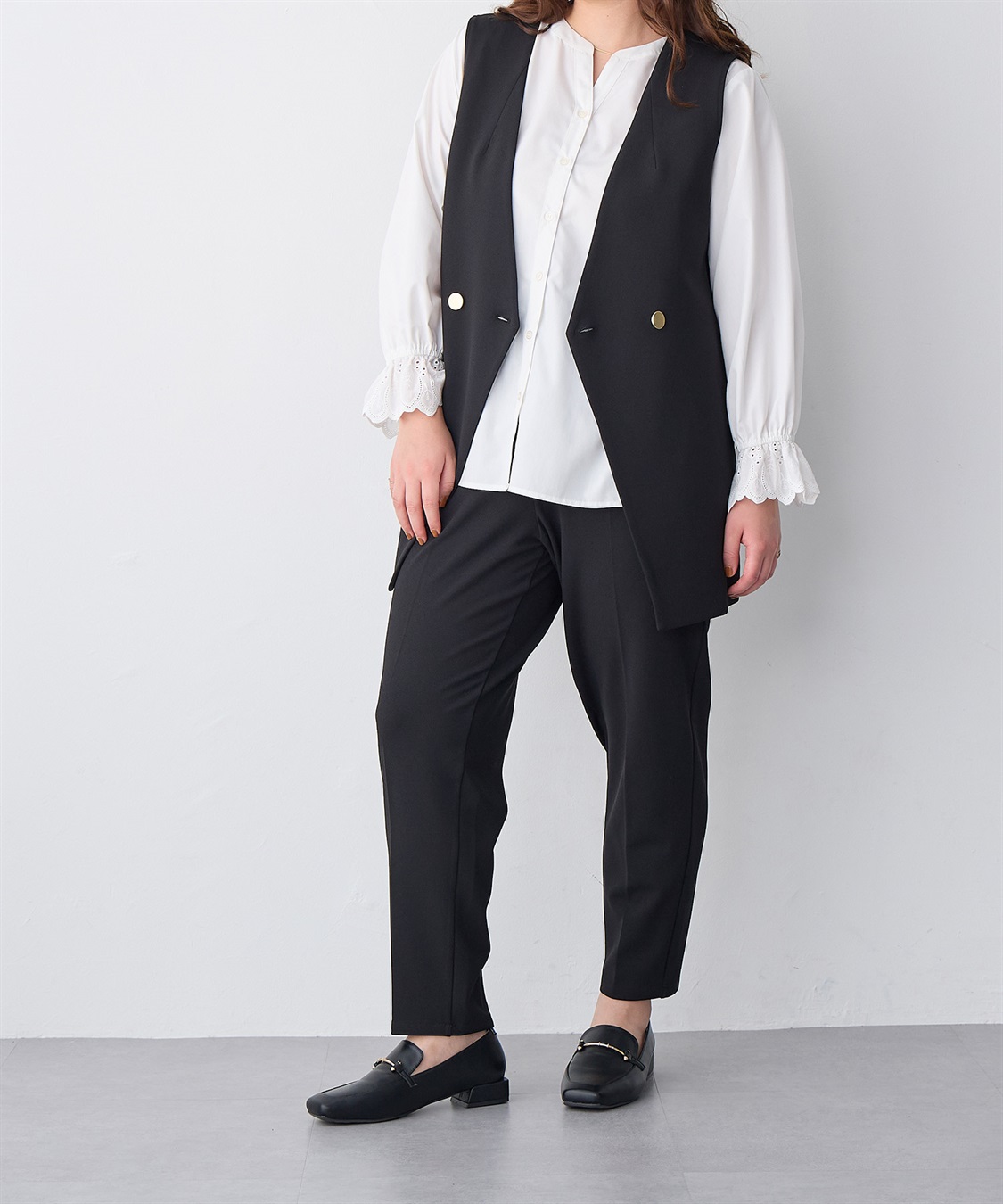 Life Style by cross marche 【anyfee/プラスサイズ】ニットジョーゼットジレ_sub_15