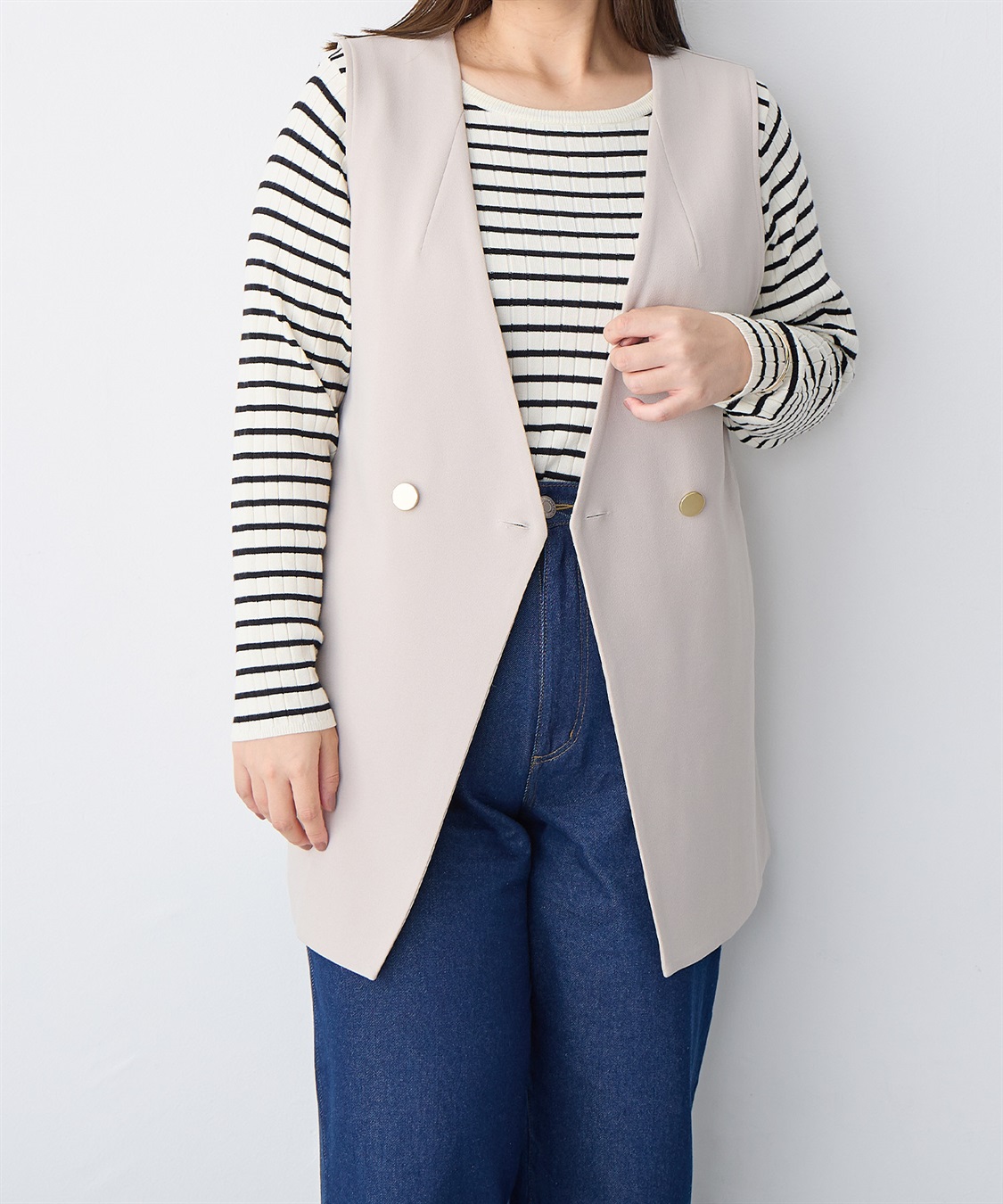 Life Style by cross marche 【anyfee/プラスサイズ】ニットジョーゼットジレ_sub_20