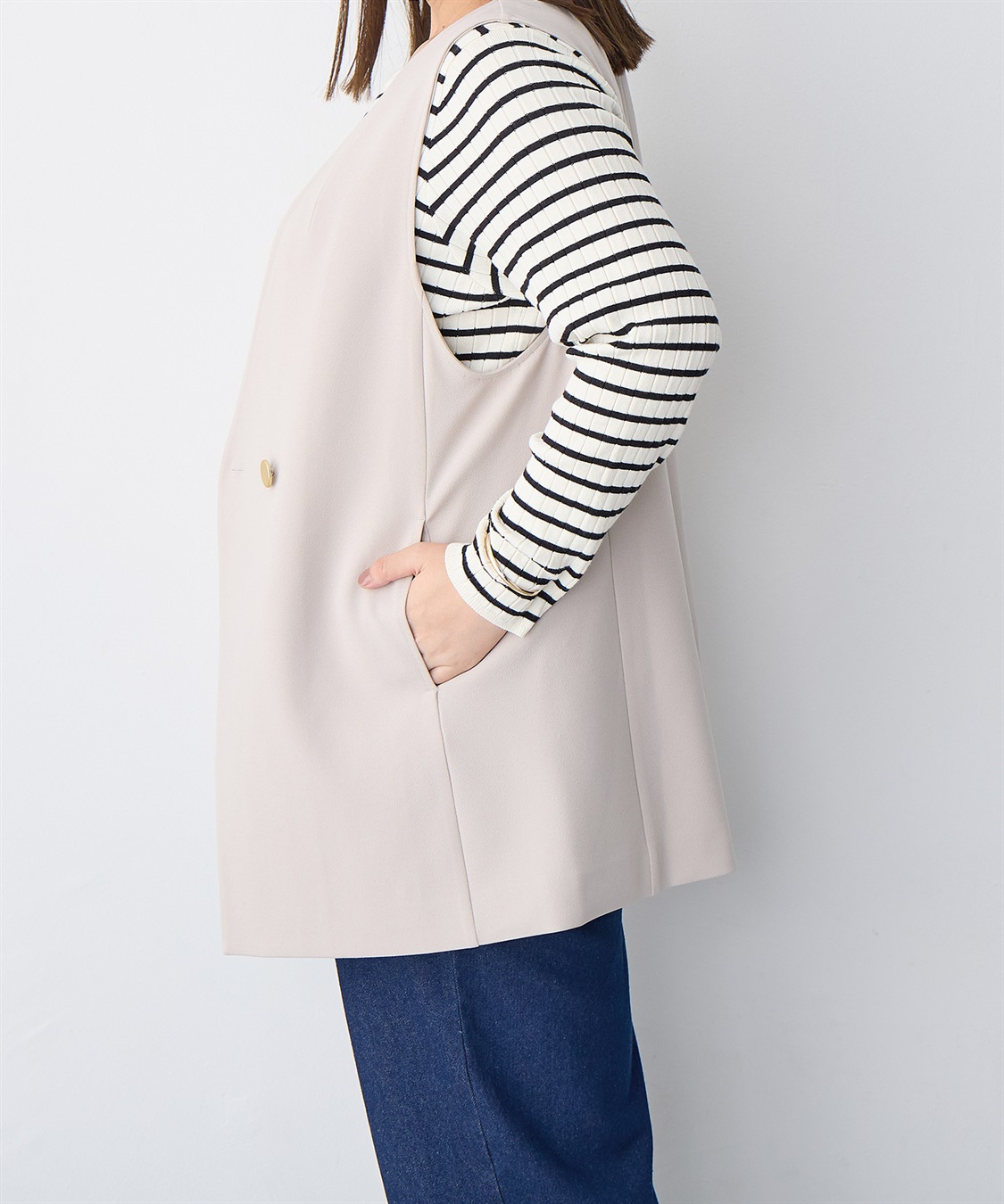 Life Style by cross marche 【anyfee/プラスサイズ】ニットジョーゼットジレ_sub_21