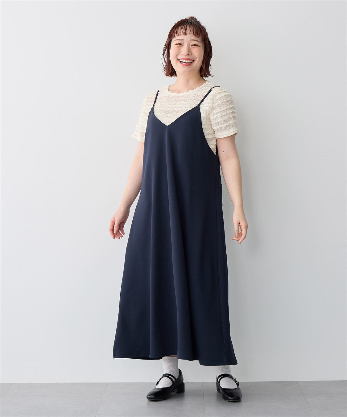 Life Style by cross marche 【anyfee/プラスサイズ】ニットジョーゼットキャミワンピース《大きいサイズ》_sub_19