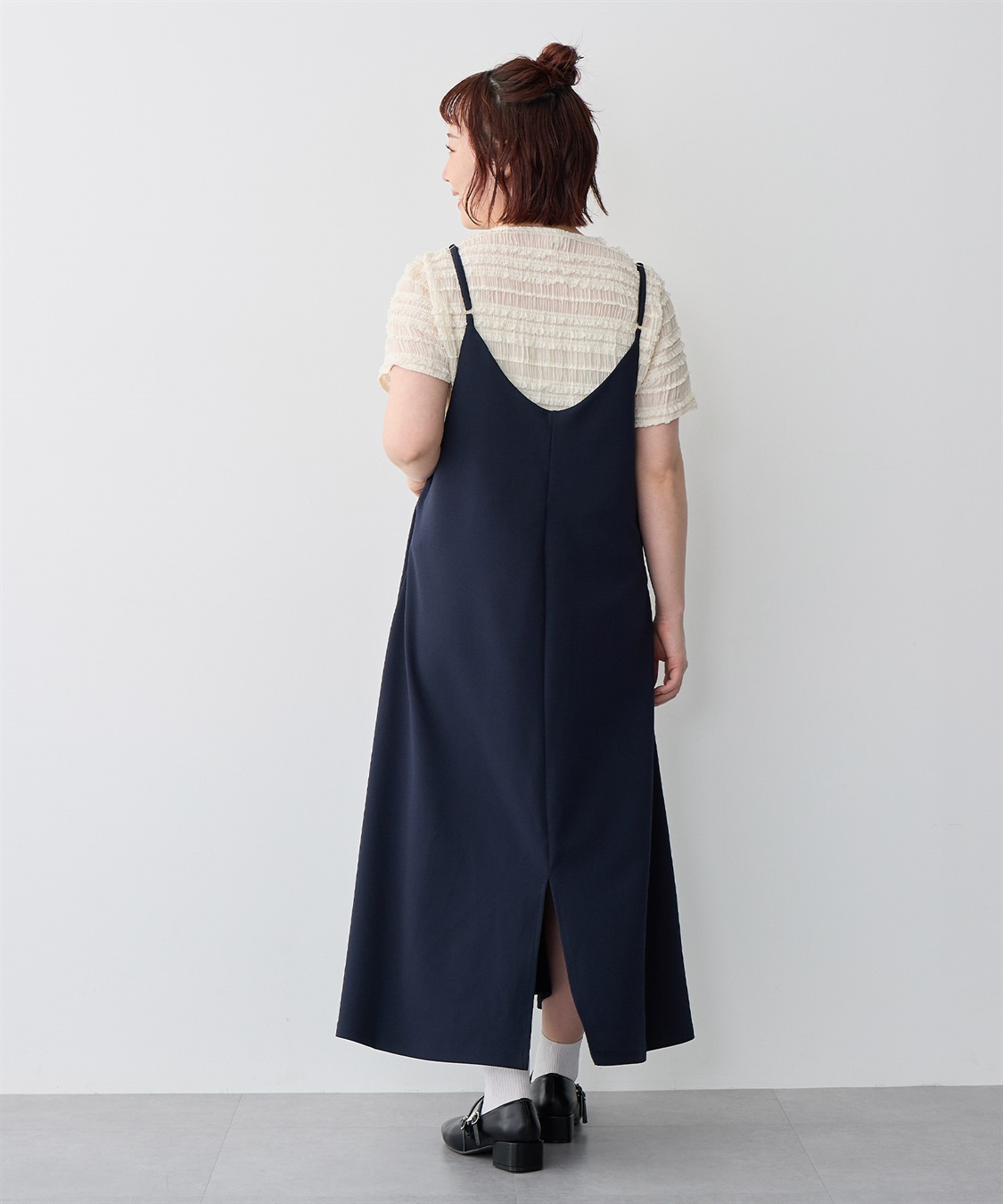 Life Style by cross marche 【anyfee/プラスサイズ】ニットジョーゼットキャミワンピース《大きいサイズ》_sub_21