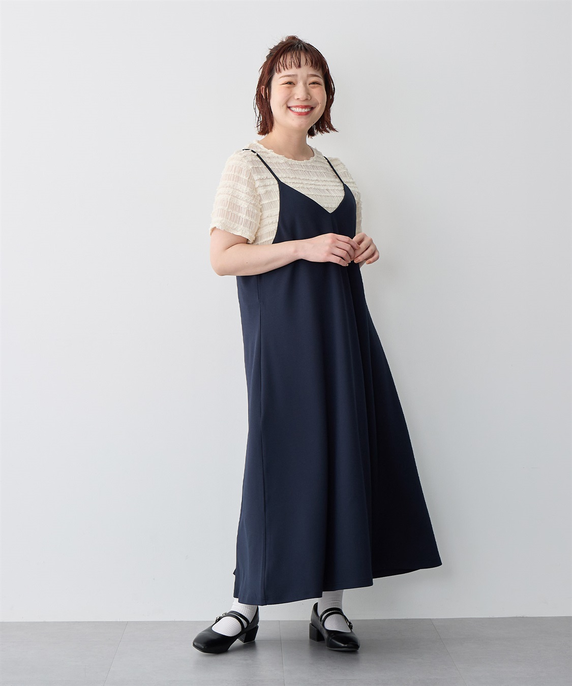 Life Style by cross marche 【anyfee/プラスサイズ】ニットジョーゼットキャミワンピース《大きいサイズ》_sub_23