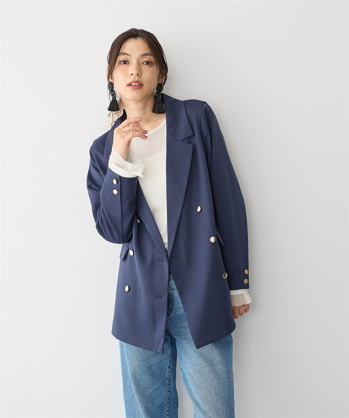 anyfee 【anyfee/プラスサイズ】金釦ダブルブレストジャケット_sub_9