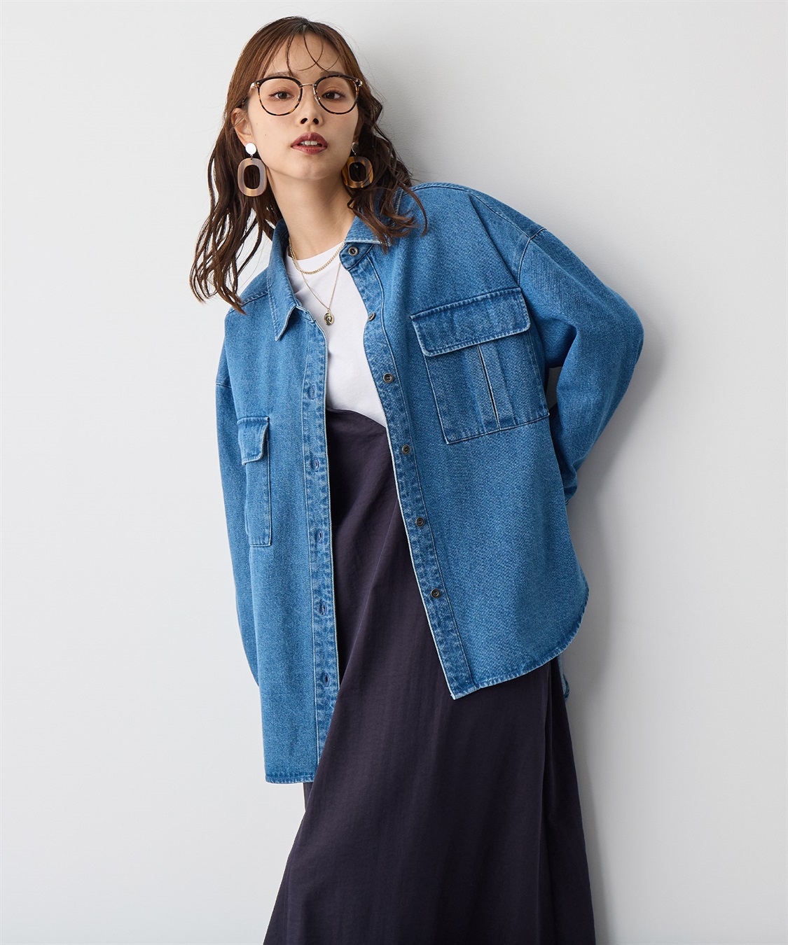 anyfee 【anyfee/プラスサイズ】BIGポケットデニムシャツ_sub_7