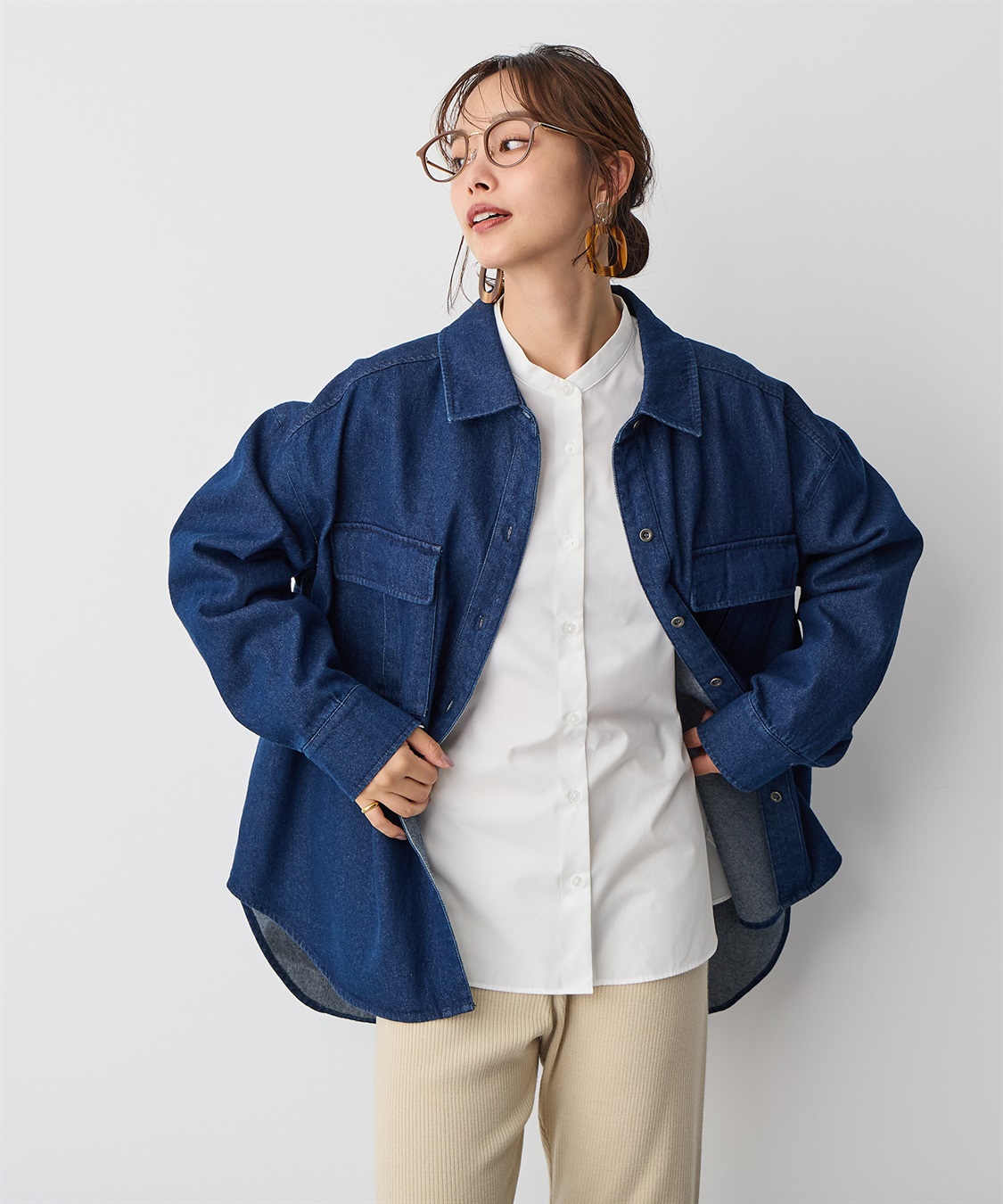 anyfee 【anyfee/プラスサイズ】BIGポケットデニムシャツ_sub_8