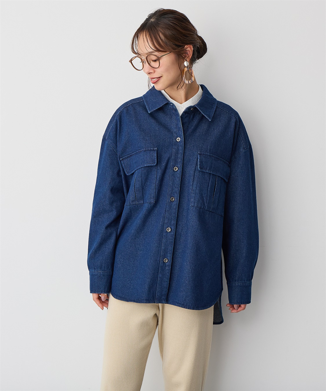 anyfee 【anyfee/プラスサイズ】BIGポケットデニムシャツ_sub_11
