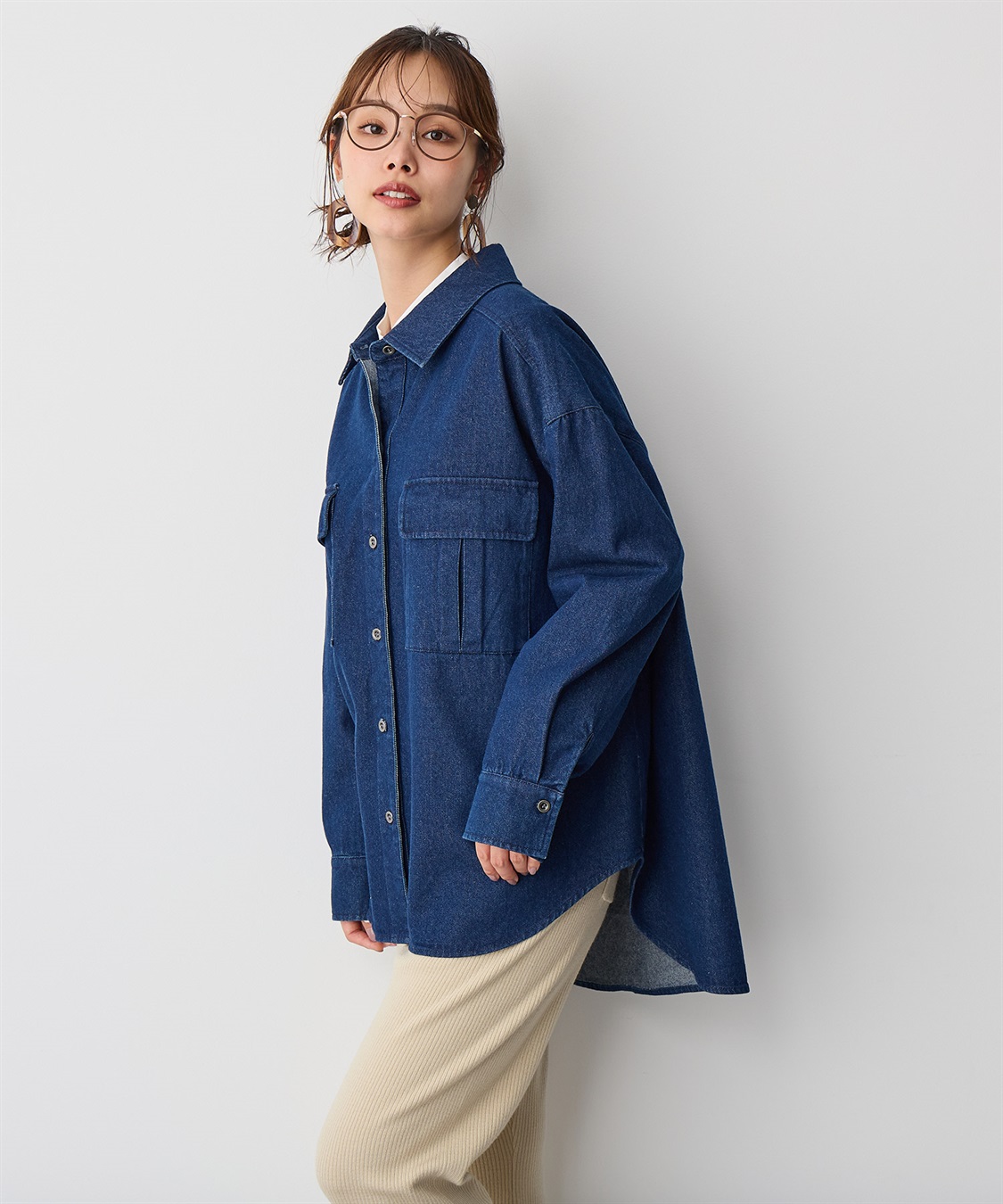 anyfee 【anyfee/プラスサイズ】BIGポケットデニムシャツ_sub_12
