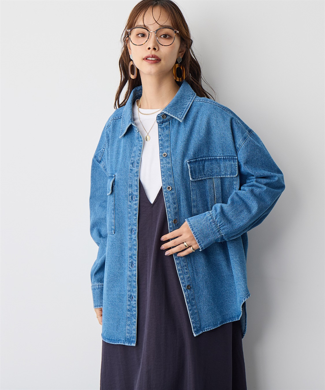 anyfee 【anyfee/プラスサイズ】BIGポケットデニムシャツ_sub_13